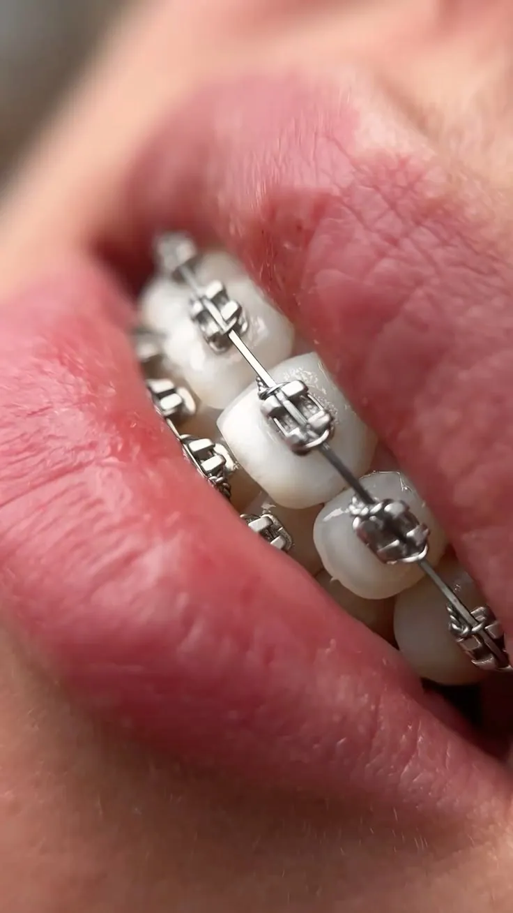 Close-up of orthodontic braces